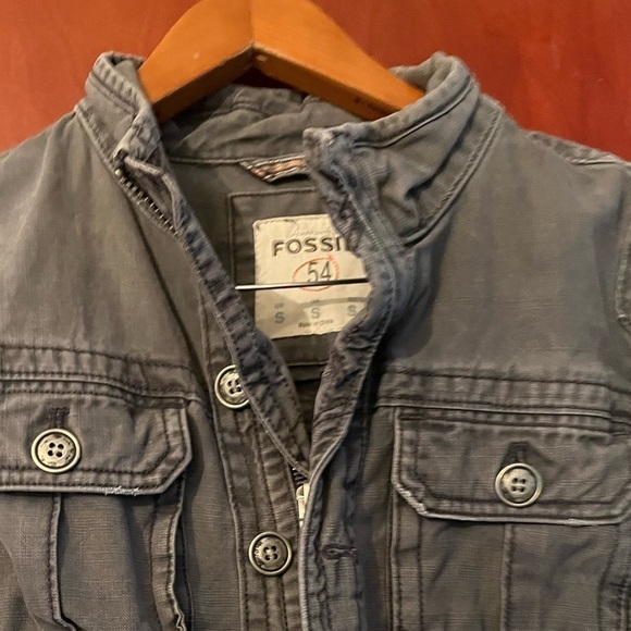 Authentic Fossil Distressed Greg Denim Jacket Zip Sz S Long Sleeve Casual - Picture 5 of 9